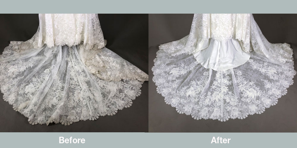 Gown cleaning before and after