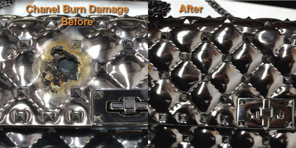 Burn damage repair Chanel bag