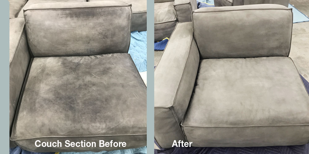 Couch dirt before and after