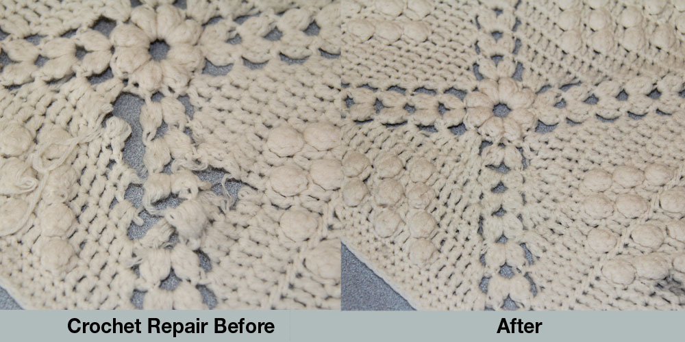 Afghan Crochet repair before and after