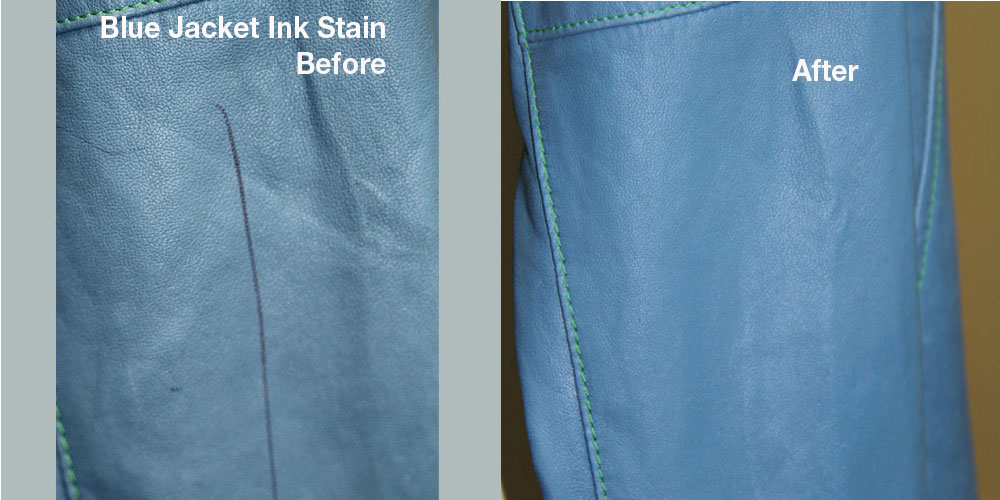 Ink Stain on Leather before and after