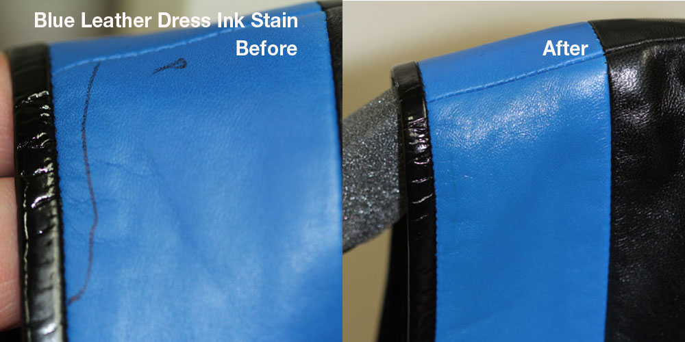 Blue Leather dress ink stain