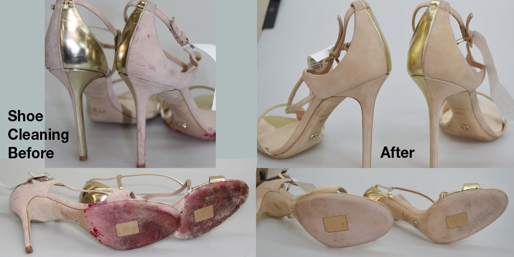 Heels with stains before and after