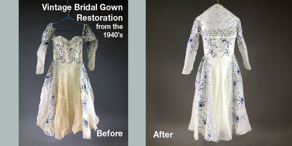 Vintage bridal gown restoration